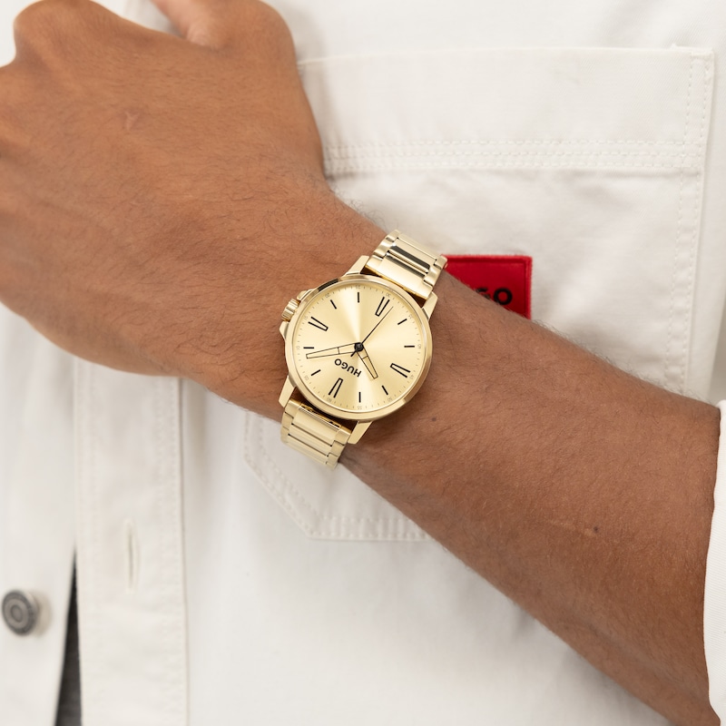 Main Image 5 of HUGO #SMOOTH Men's 41mm Gold Tone IP Bracelet Watch