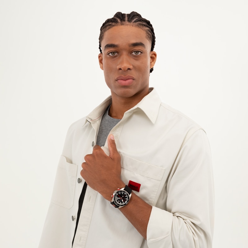 Main Image 4 of HUGO #DIVE Men's 44mm Stainless Steel & Silicone Strap Watch