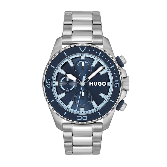 Hugo Men's Silicone/Silver/Stainless Steel 50M Blue Dive Dial Bracelet Watch - W45443 1530429 - Image 4