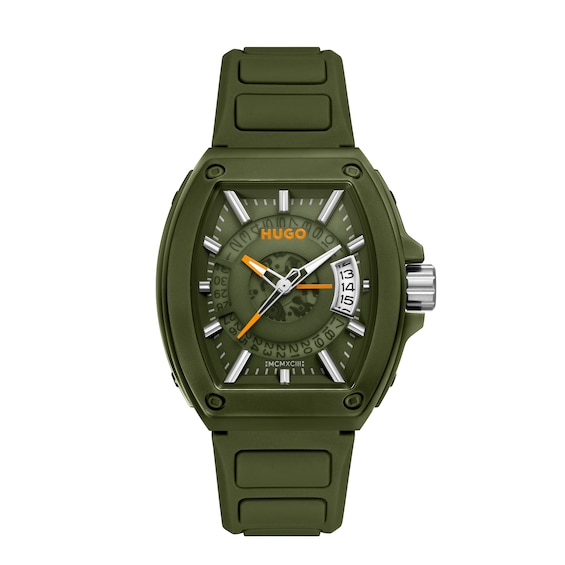 HUGO #ICON Men's 40mm Green Silicone Strap Watch