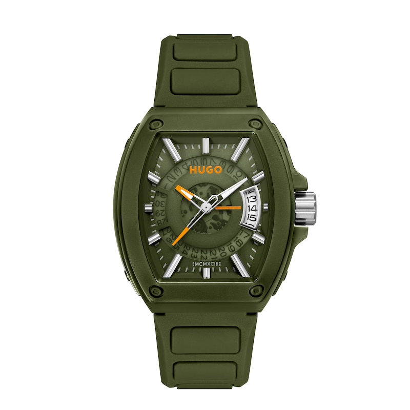 Main Image 1 of HUGO #ICON Men's 40mm Green Silicone Strap Watch