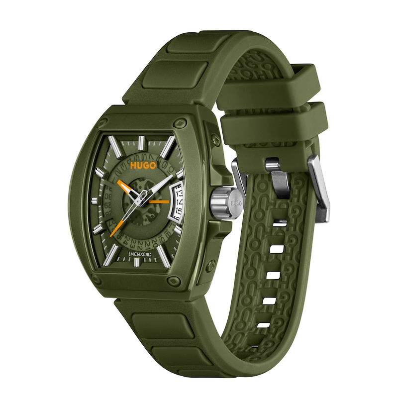 Main Image 3 of HUGO #ICON Men's 40mm Green Silicone Strap Watch