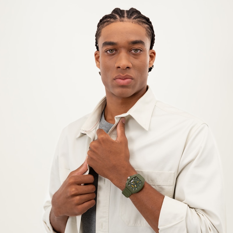 Main Image 4 of HUGO #ICON Men's 40mm Green Silicone Strap Watch