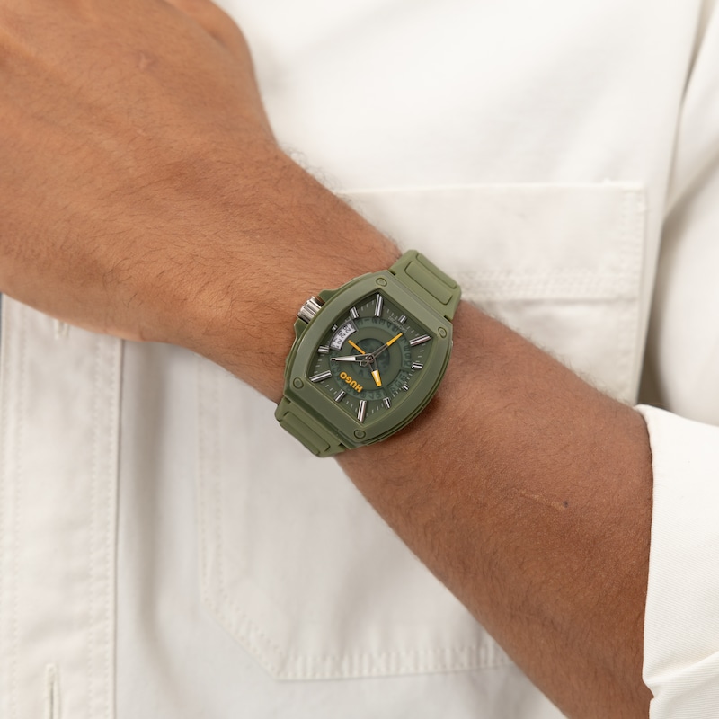 Main Image 5 of HUGO #ICON Men's 40mm Green Silicone Strap Watch