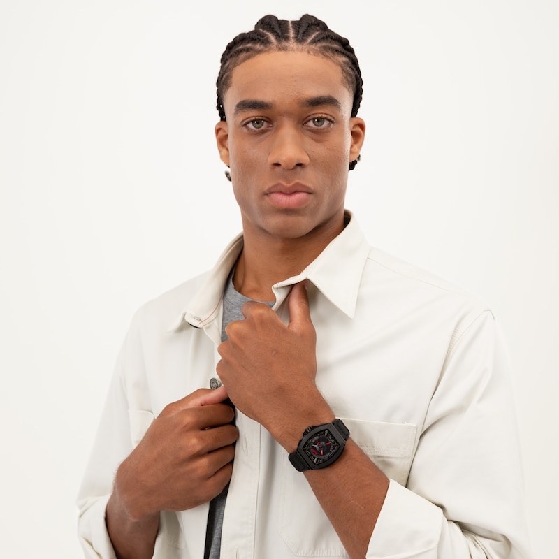 Main Image 4 of HUGO #ICON Men's 40mm Black Silicone Strap Watch