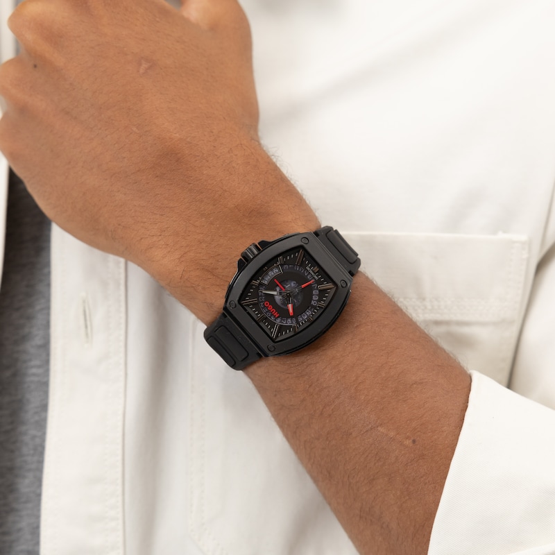 Main Image 5 of HUGO #ICON Men's 40mm Black Silicone Strap Watch