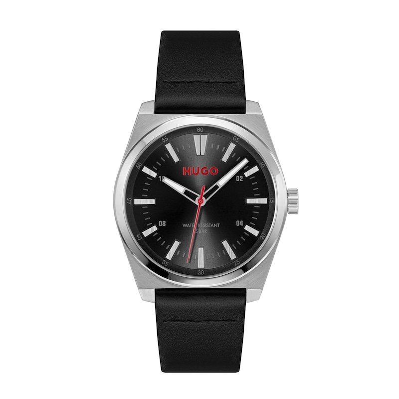 Main Image 1 of HUGO #ARK Men's 40mm Black Leather Strap Watch