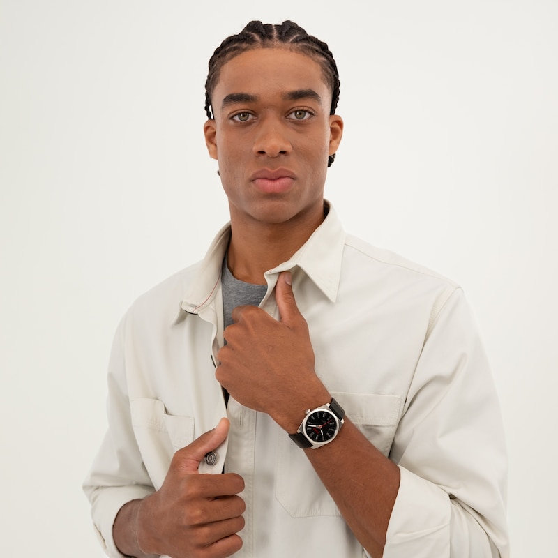 Main Image 4 of HUGO #ARK Men's 40mm Black Leather Strap Watch