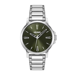 HUGO #SMOOTH Men's Green Dial & Stainless Steel Bracelet Watch