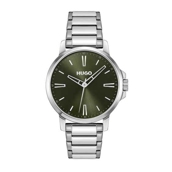 HUGO #SMOOTH Men's Green Dial & Stainless Steel Bracelet Watch