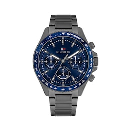 Tommy Hilfiger 44mm Men's Dark Blue Dial Gunmetal Bracelet Watch