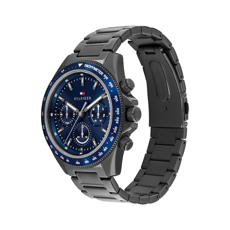 Main Image 3 of Tommy Hilfiger 44mm Men's Dark Blue Dial Gunmetal Bracelet Watch