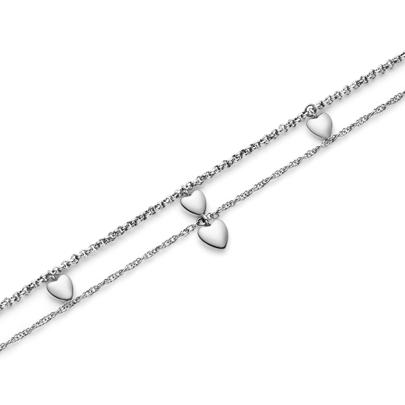 Main Image 3 of Olivia Burton Women's Mini Heart Stainless Steel Double Layered Bracelet