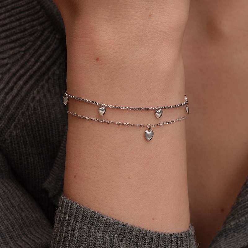 Main Image 4 of Olivia Burton Women's Mini Heart Stainless Steel Double Layered Bracelet