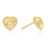 Thumbnail Image 1 of Sterling Silver Yellow Gold Plated Beaded Heart Cubic Zirconia Stud Earrings