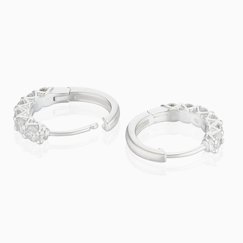 Main Image 2 of Sterling Silver Cubic Zirconia Accented Hoop Earrings