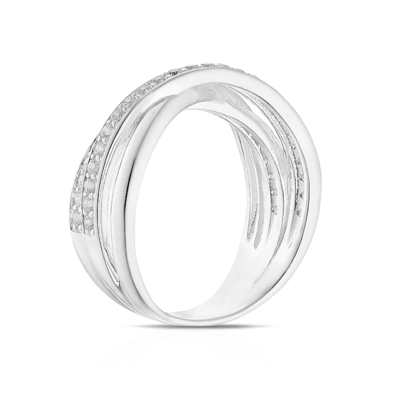 Main Image 3 of Sterling Silver Cubic Zirconia Cross Over Chunky Ring