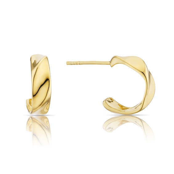 Sterling Silver Yellow Gold Plated Small Organic Chunky Hoops