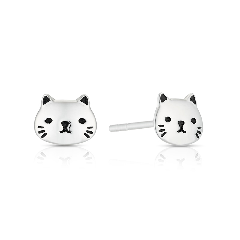 Main Image 1 of Children's Sterling Silver Cat Stud Earrings