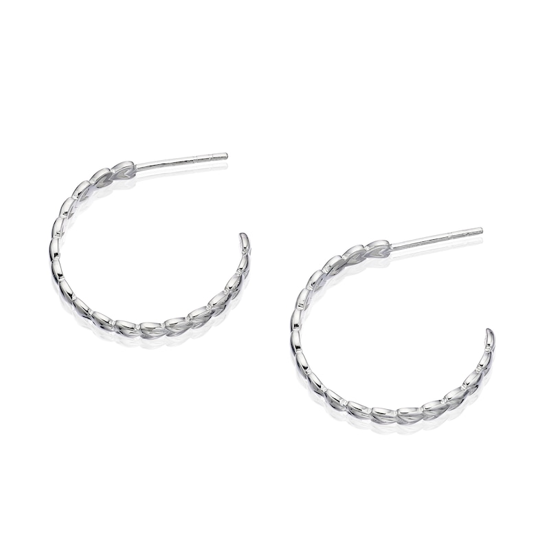 Main Image 2 of Sterling Silver Repeating Heart Hoop Earrings
