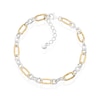 Thumbnail Image 1 of Sterling Silver & Yellow Gold Plated Hammered Link Bracelet