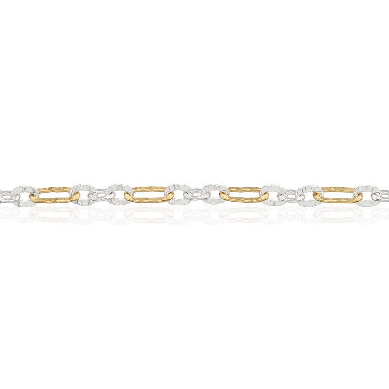 Main Image 2 of Sterling Silver & Yellow Gold Plated Hammered Link Bracelet