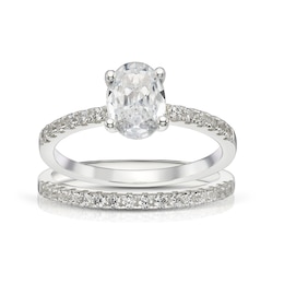 Sterling Silver Oval Cubic Zirconia Bridal Set