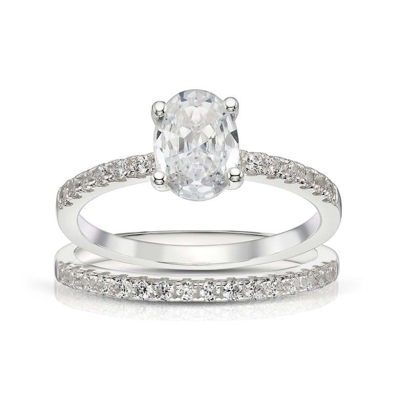 Main Image 1 of Sterling Silver Oval Cubic Zirconia Bridal Set