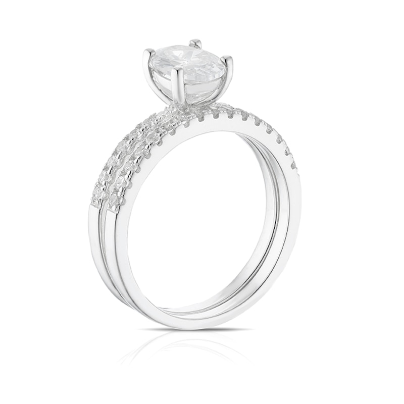 Main Image 3 of Sterling Silver Oval Cubic Zirconia Bridal Set