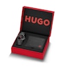 Thumbnail Image 1 of HUGO Men's #SMOOTH Black Cardholder & Black IP Stainless Steel Watch Gift Set