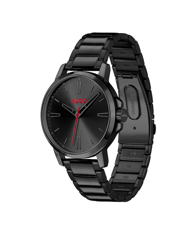 Main Image 3 of HUGO Men's #SMOOTH Black Cardholder & Black IP Stainless Steel Watch Gift Set