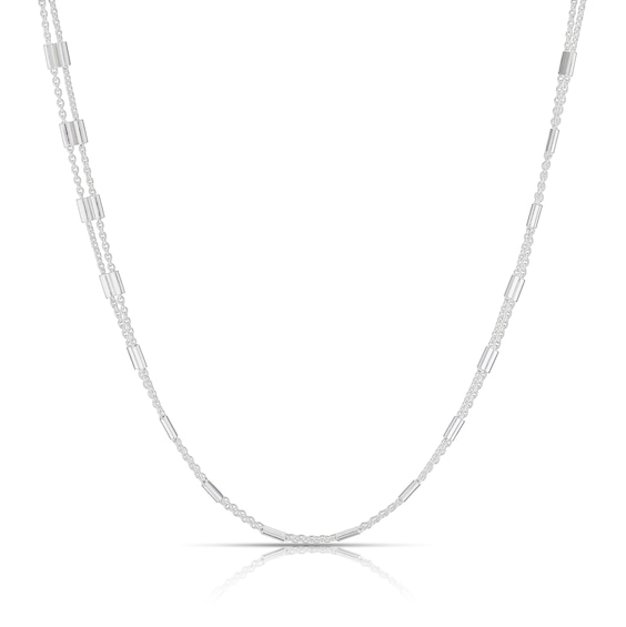 Sterling Silver Double Row Station Chain 18"