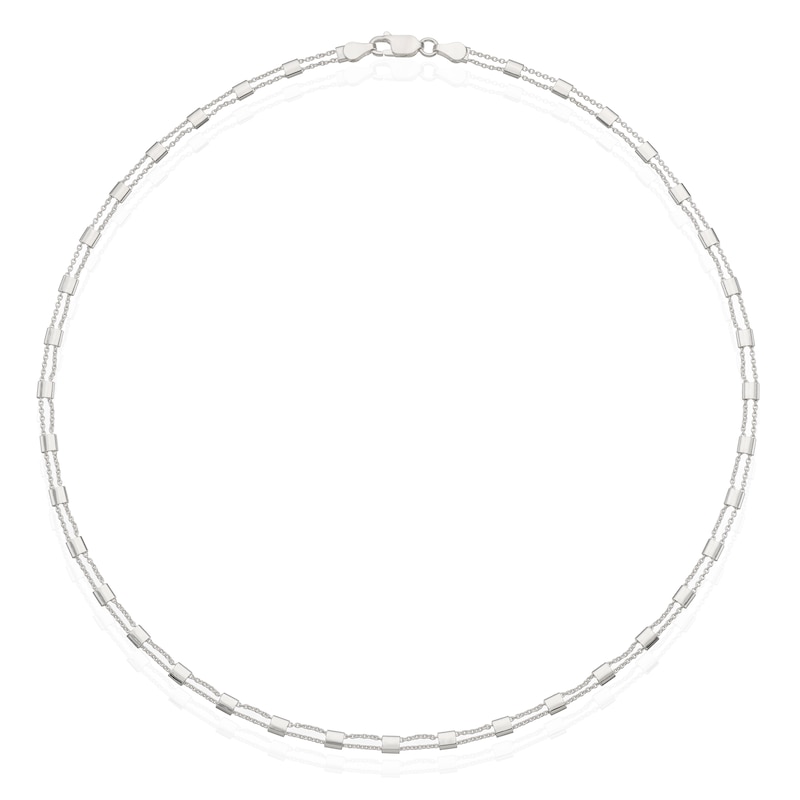 Main Image 2 of Sterling Silver Double Row Station Chain 18"