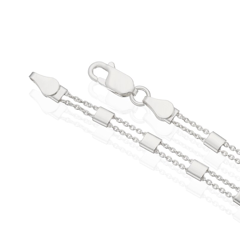 Main Image 3 of Sterling Silver Double Row Station Chain 18"