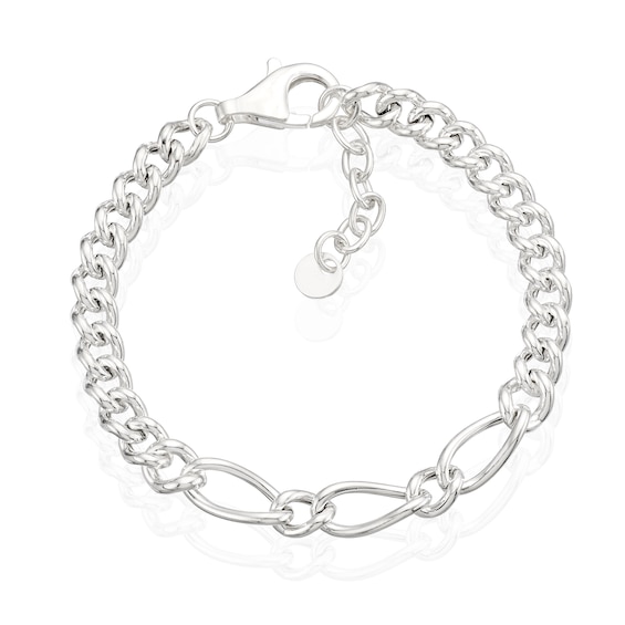 Sterling Silver Chunky Chain Bracelet 7+1