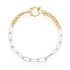 Thumbnail Image 1 of Sterling Silver & Yellow Gold Plated Two Tone Curb & Paper Link Bracelet 7"
