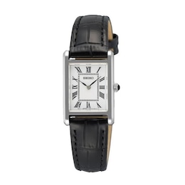Seiko Conceptual Classic Ladies' White Dial Black Leather Strap Watch