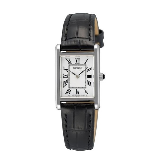 Seiko Conceptual Classic Ladies' White Dial Black Leather Strap Watch