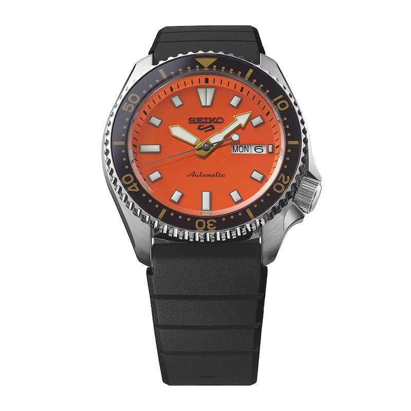Main Image 3 of Seiko 5 Sports SKX Redux Men's Daichi Orange Dial Black Silicone Strap Watch