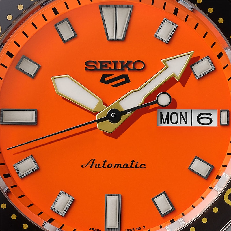 Main Image 4 of Seiko 5 Sports SKX Redux Men's Daichi Orange Dial Black Silicone Strap Watch