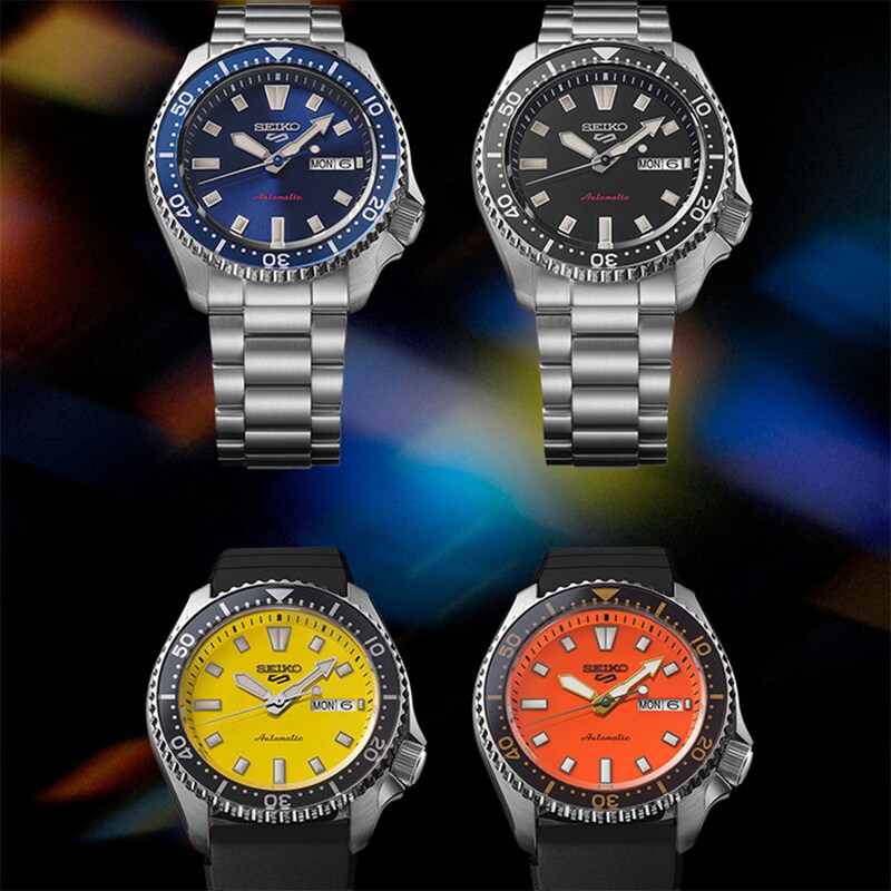 Main Image 5 of Seiko 5 Sports SKX Redux Men's Daichi Orange Dial Black Silicone Strap Watch