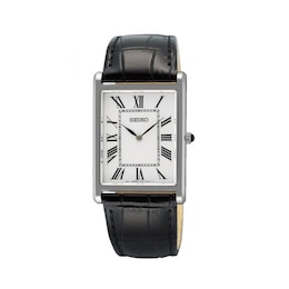 Seiko Conceptual Men's White Dial Black Leather Strap Watch