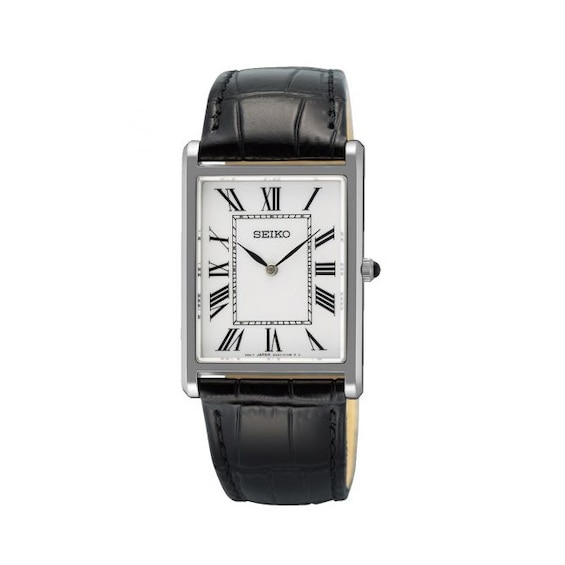 Seiko Conceptual Men's White Dial Black Leather Strap Watch