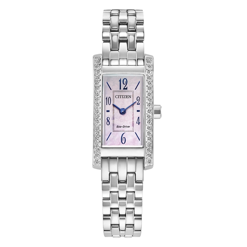 Main Image 1 of Citizen Eco-Drive Pink Mother Of Pearl Crystal Dial & Stainless Steel Watch