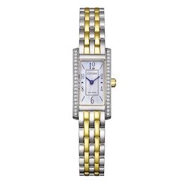 Citizen Eco-Drive Mother Of Pearl Crystal Dial & Two Tone Bracelet Watch