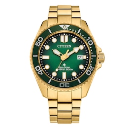 Citizen Eco-Drive Promaster Green Dial & Gold Tone Bracelet Watch