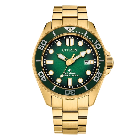 Citizen Eco-Drive Promaster Green Dial & Gold Tone Bracelet Watch
