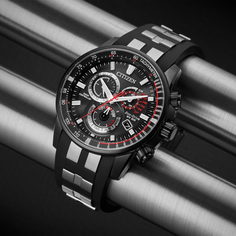 Main Image 4 of Citizen Eco-Drive Perpetual Chrono A.T Black Stainless Steel Bracelet Watch