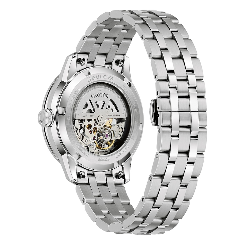 Main Image 3 of Bulova Sutton Automatic Men's Green Skeleton Dial Stainless Steel Bracelet Watch