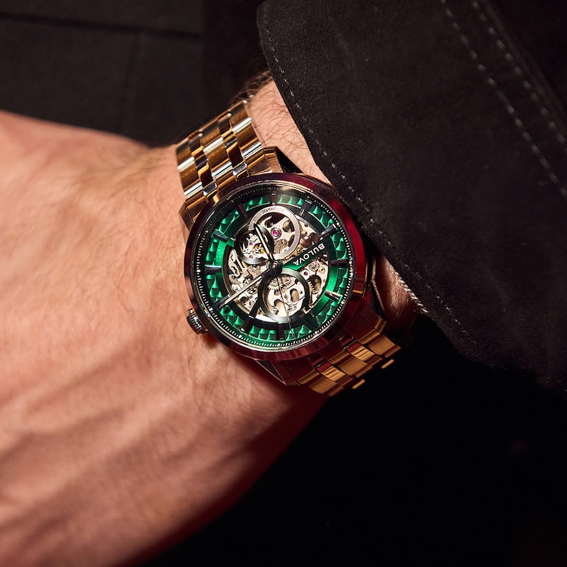 Main Image 5 of Bulova Sutton Automatic Men's Green Skeleton Dial Stainless Steel Bracelet Watch